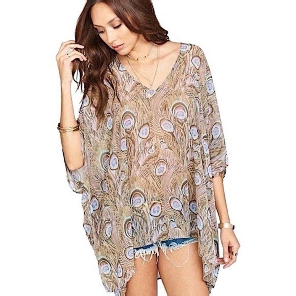 Show Me Your Mumu Sheer Peacock Top